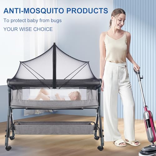 Liemuao Universal Mosquito Net for Infant Cribs, with Zip, Fine Mesh Fabric Baby Bed Tent for Indoor and Outdoor (White, 55x100cm)