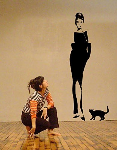 The Cool Graphic Audrey Hepburn Breakfast At Tiffany'S Wall Art Sticker Life Size Black 61cmx170cm