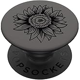 Black Sunflower Gray PopSockets Adhesive PopGrip