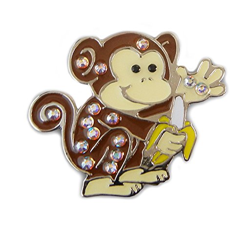 NAVIKAMonkey Golf Ball Marker with Austrian Crystals | Magnetic Hat Clip Included | Monkey Themed Golfing Accessory for Women and Junior Golfers
