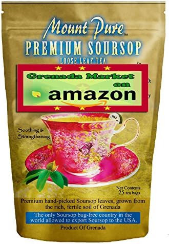 SOURSOP - 25 Tea Bags (Natural loose Leaf Tea) - Product of Grenada, Caribbean