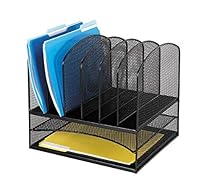 Safco Products 3255BL Onyx Mesh Desktop Organizer with 6 Vertical/ 2 Horizontal Sections, Black