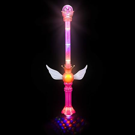 Amazon ロードアイランドノベルティledライトアップロイヤルプリンセスムーンフェアリーウィングセプターワンド マルチ点滅モード キラキラインテリア 21 簡単ボタンアクティブ化 ライトショープリズムボールエンド コスチュームアクセサリー おもちゃ