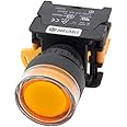 Alpinetech LXG-22 22mm 1NO Momentary Push Button Switch 24V AC DC LED Illuminated (Yellow)