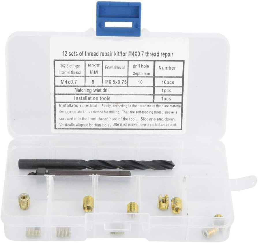 12pcs M4x0.7 Helicoil Thread Repair Kit Self Tapping Thread