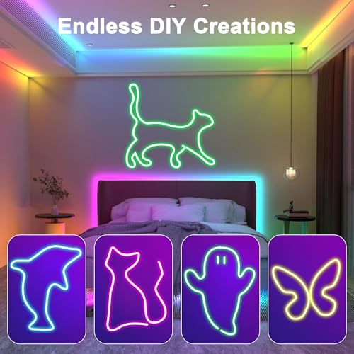 Macchiatto 10 m LED Neon Strip, DIY LED Strip with APP/Remote Control, Music Synchronization, Neon LED Gaming, Waterproof, for Indoor, Outdoor, Bedroom Decoration