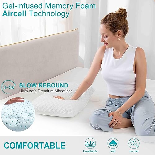 MUUEGM Memory Foams Pillows Cooling Gel for Neck Pain Relief,Ergonomic