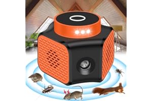 ENERJARY Rodent Devices Indoor, 360° Mouse Preventer for Roaches, Mice, Spider, 4 Modes Ultrasound Humane Rodent Control Device, Mouse Preventer for Garage Attic Warehouse House, Orange-1 Pack
