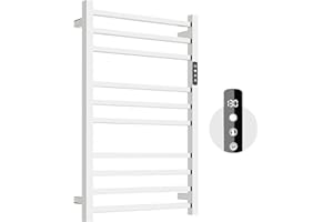 Colliford Towel Warmer,10 Bars Stainless Steel Towel Warmer with Shelf - Features Intelligent Touch Screen Timer and Hardwire