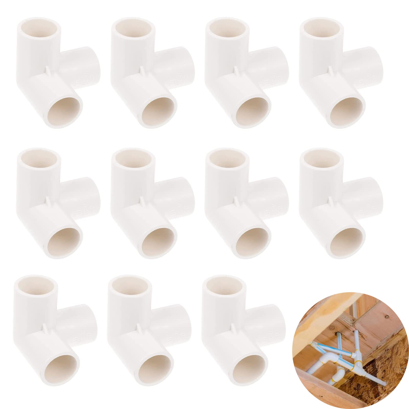 YUNYANZE 11 Pcs 3 Way Inner Diameter 20mm PVC Fittings 3-Way Elbow PVC Fitting Connectors Water Pipe Joints for Irrigation Watering Pipe