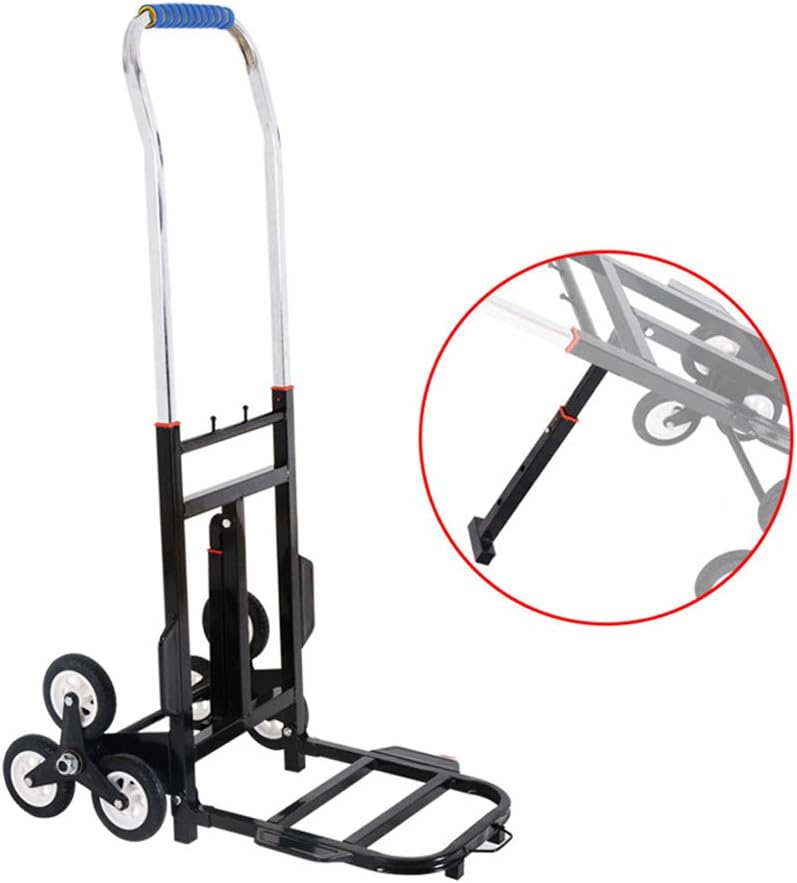 ZhiWei Folding Hand Truck Portable Folding Hand Cart Hand Stair Climbing Cart and Dolly Ideal for Home, Auto, Office,Travel Use,Black