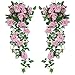 PARTY JOY 2Pcs Flower Garland Fake Rose Vine Artificial Flowers Hanging Rose Ivy Hanging Baskets Wedding Arch Garden Background Decor