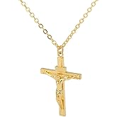 Kumshunie Stainless Steel Cross Crucifix Pendant Necklace Dainty Unisex Religious Baptism Jewelry