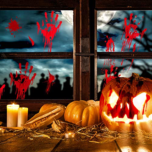 Halloween Party Decorations Zombie Vampire Halloween Party Decor Bloody Hand Footprints Window Wall Decals Zombie Vampire Party Supplies Decorations for Kids Party Floor Sticker Clings
