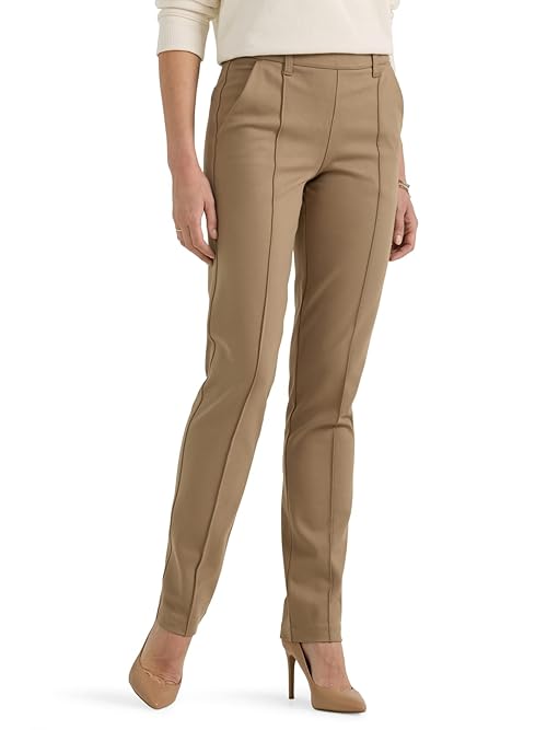 Lee Women's Ultra Lux Comfort Any Wear Straight Leg Pant Oscar Khaki 12
