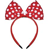 Sudaporn Halloween Red Bow Headband Big Polka Dot Bowknot Headbands Cute Christmas Party Accessory Halloween Princess Costume Cosplay Hair Accessories for Women Festival Headdress Headwear