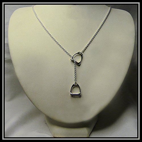 MANZHEN Personality Equestrian Jewelry Double Horse Stirrup Lariat Y Necklace (rose gold)