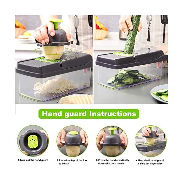 FUKTSYSM-Mandolin-Slicer-Newest-Design-Vegetable-Chopper-11-in-1-Mandoline-Slicer-Adjustable-Vegetable-Cutter-Vegetable-Cutter-with-Julienne-Grater-Include-Clean-Brush-and-Hand-Guard FUKTSYSM Mandolin Slicer - Newest Design Vegetable Chopper, 15 in 1 Mandoline Slicer Adjustable Vegetable Cutter…