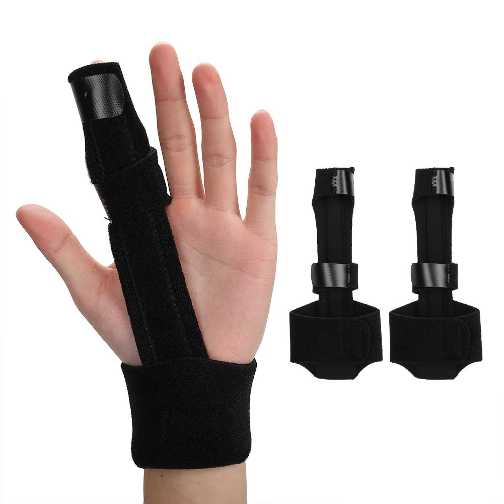 Adjustable Finger Trigger Splint - 2pcs Wrist & Finger Immobilization Support with Metal Bands for Mallet Fractured Fingers, Tendonitis, Joint Pain Relief