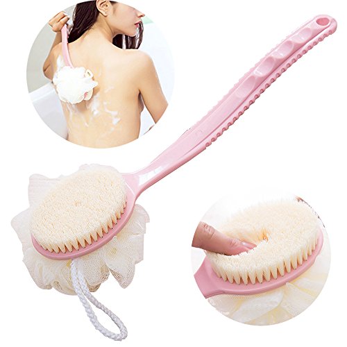 Bath Body Brush with Bath Loofahs - Shower Body Back Brushes with Soft Fur Long Handle Exfoliating Back Scrubber for Sensitive skin, Pregnant woman and Children by USAcases (Pink) Bath Body Brush with Bath Loofahs - Shower Body Back Brushes with Soft Fur Long Handle Exfoliating Back Scrubber for Sensitive skin, Pregnant woman and Children by USAcases (Pink)
