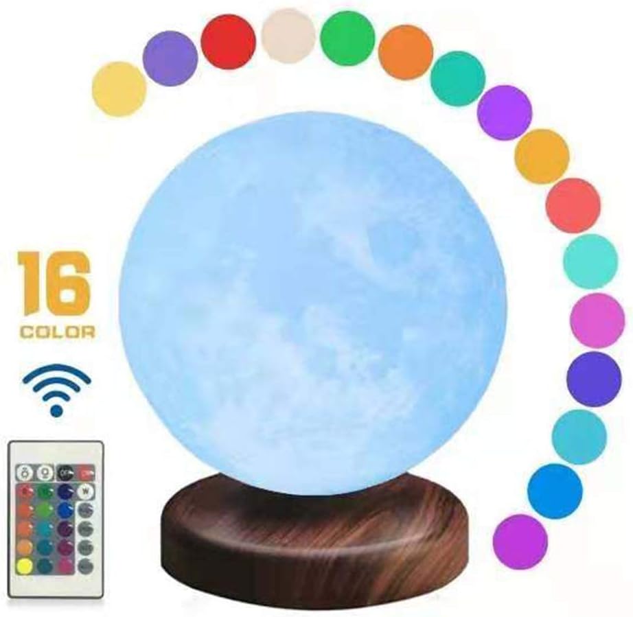 7''/18cm Magnetic Levitating Moon Lamp/ 3D Printing Moon Light, Auto Rotating, PLA Floating Table Lamp, Creative Gifts & Office Decor