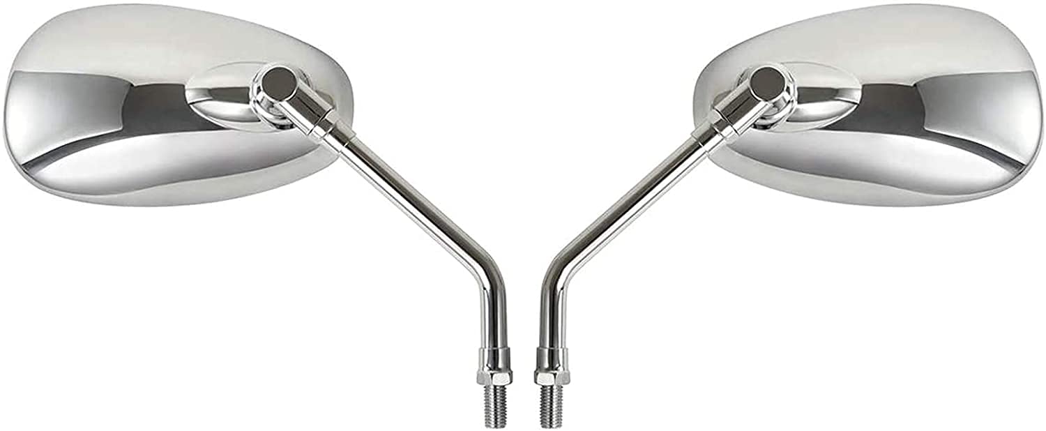Auzkong Motorcycle Mirrors Chrome, Universal 10mm Motorcycle Rear View Side Mirrors Handle Bar End Chrome Motorcycle Mirrors