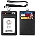 ELV Badge Holder, PU Leather ID Badge Card Holder Wallet with 5 Card Slots and 20 inch Neck Lanyard Strap for Offices ID, School ID, Driver Licence