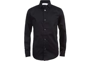 Calvin Klein boys Long Sleeve Sateen Dress Shirt, Button-down Style With Cuffs & Shirttail Hem