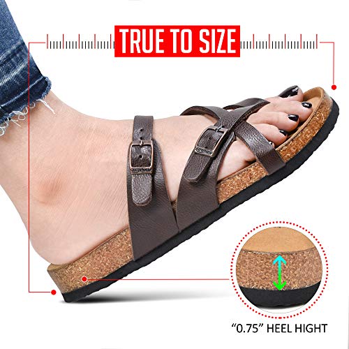 Memory Foam Cork Footbed Slides for Women Sandals with & Arch