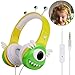 VCOM Kids Headphones with Microphone, Over Ear Wired Children Headset Stereo Earphone Monster Design with Volume Limiting Feature Compatible for iPad Smartphones Kindle Fire Tablets PC Laptops(Yellow)