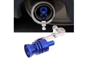 EOHMAK Universal Turbo Sound Whistle Simulator Blow Off Valve Exhaust Muffler Pipe Whistle Exhaust Tailpipe Aluminum Alloy Car Roar Maker Tail Whistle for Car Motorcycle(Blue,L)