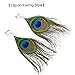 KISSPAT Native Peacock Bohemian Clip On Blue Feather Dangle Earrings for women