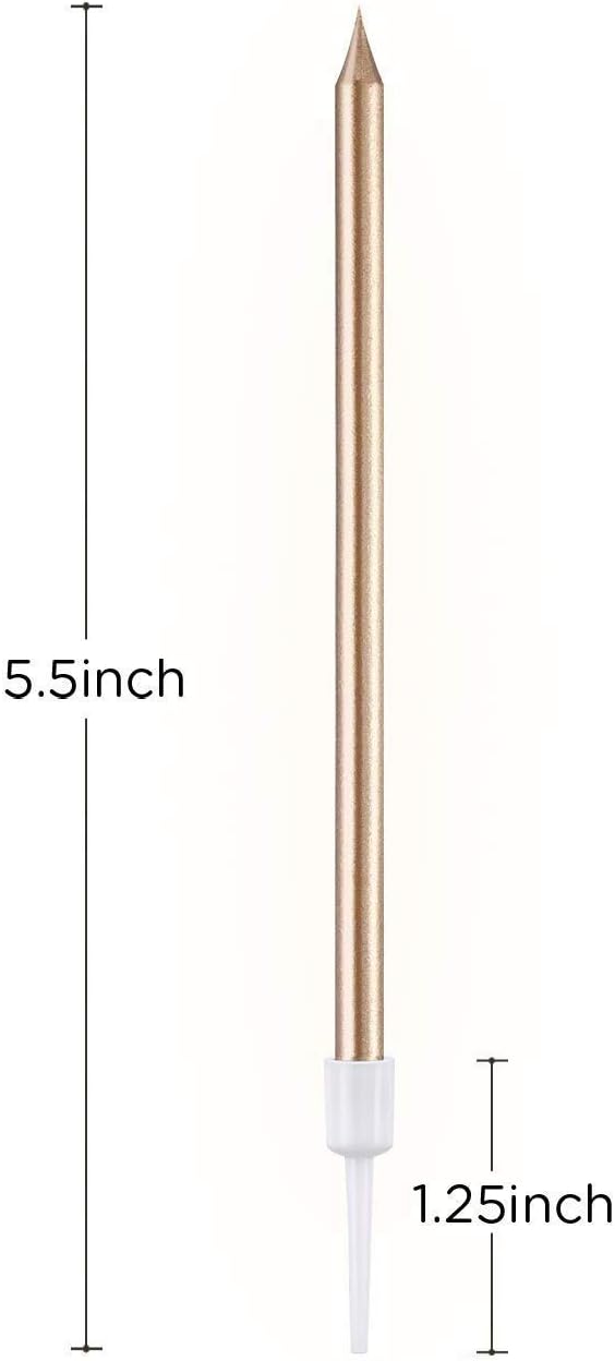 24 Count Party Long Thin Cake Candles Metallic Birthday Candles in Holders for Birthday Cakes Cupcake , Champagne Gold: Home Improvement