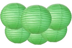 MATISSA Pack of 6 Round Paper Lantern Lamp Paper Lanterns Party Decorations (Light Green, 12"/30CM)