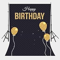 LYLYCTY 5X7ft Happy Birthday Photography Background Golden Balloons Photography Background Studio Props Birthday Party Background LYGE651