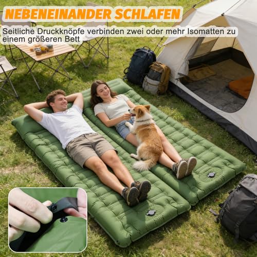 SWTMERRY High Quality Inflatable Sleeping Mat - 12cm Thickened Sleeping Mat with Foot Pump & Pillow, Waterproof Lightweight Space Saving Air Mattress for Outdoor Camping, Hiking, Beach, Travel, Tent