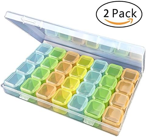 28 Grids Diamond Medicine Box- Towney Adjustable Embroidery Storage Boxes, Organizer Storage Case for Diamond Painting Rhinestone Accessories for DIY Craft, Mosaic kits, Diamond Stones Dividers Box