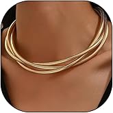 YOOESTORES82 Layered Snake Chain Collar Choker Necklace for Women Chunky Gold Statement Neckalces Twisted Multi Strand Adjustable Punk Non Tarnish Trendy Jewelry Gifts