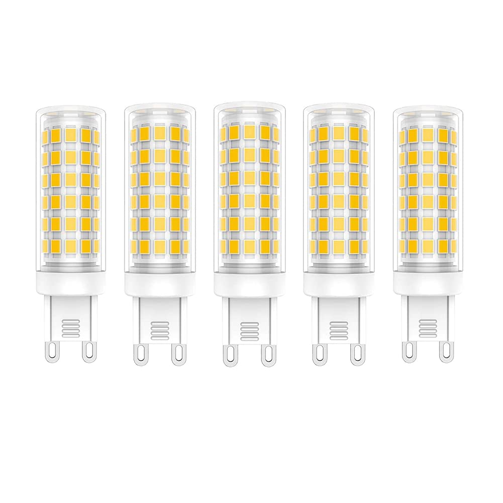 ZFQ G9 LED Bulb 9W, Cool White 6000K, G9 LED Light Bulbs, Equivalent 90W Halogen, Energy Saving Bulb, 900LM, 360° Beam Angle, AC 110-240V, No Flicker, Non-Dimmable, 5 Pack