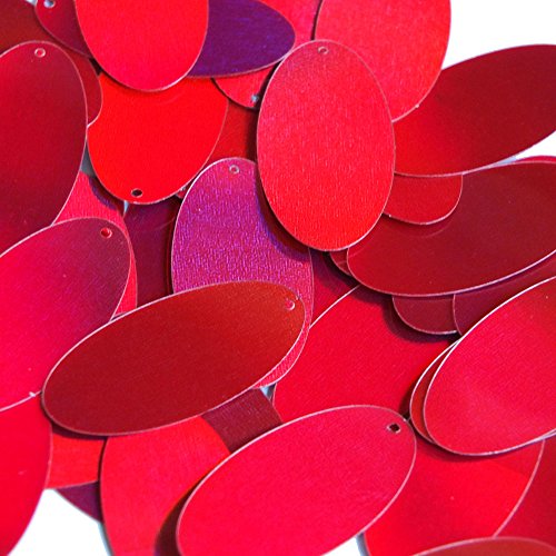 Sequin Oval Red Lazersheen 1.5 inch Couture Loose Pailletttes. Made in USA.