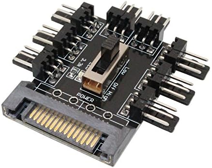 LiuTian Computer SATA 1 to 8 Multi Way Splitter Cooler Cooling Fan Hub 3pin 12V Power Socket PCB Adapter 2 Level Speed Controller