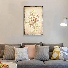 Floating Framed Canvas Wall Art for Living Room, Bedroom Vintage Flower Canvas Prints for Home Decoration Ready to Hang - 16x24 inches