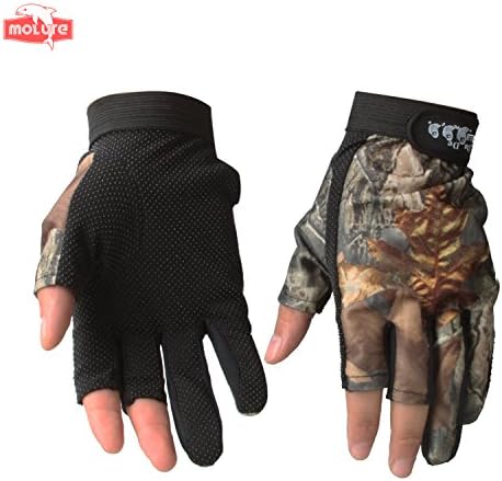 Molure 3 Cut Finger Fishing Hunting Gloves Anti-slip Breathable Camo