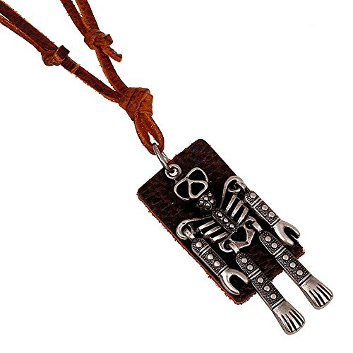 Mr Rabbit Punk Style Handmade Robot Skeleton Shapped Leather Necklaces,Adjustable