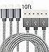 M.owstoni iPhone Charger Charging Cable 3 pack Lightening Cable 10FT iPhone Cable USB Sync & Charging Cord for iPhone 7 Plus 7 6S Plus 6 Plus SE 5S 5C 5, iPad 2 3 4 Mini, iPad Pro Air, iPod.(Grey)