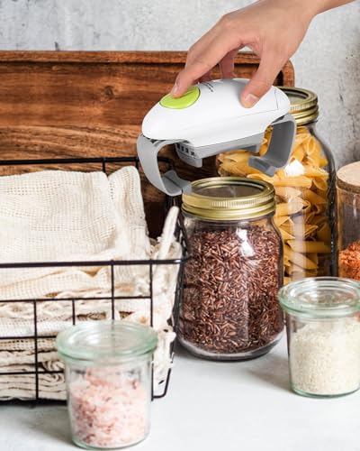 LEAZZLE Electric Jar Opener - Kitchen Gadget Strong Heavy Duty Sealed Jar Opener - Automatic Jar Opener Hands Free with Less for Individuals, Arthritis and Housewife (White)