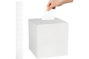 Dokpav White Cardboard Ballot Box with Slot, Wedding Card Post Box with 10 PCS White Cards, Removable Suggestion Raffle Chari