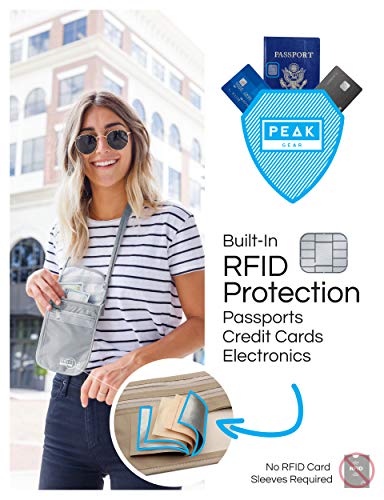 Peak Gear RFID Neck Wallet - The Orginal Travel Pouch with Adjustable Crossbody Strap + Theft Protection and Lost & Found Service | Gray - Thumbnail 6