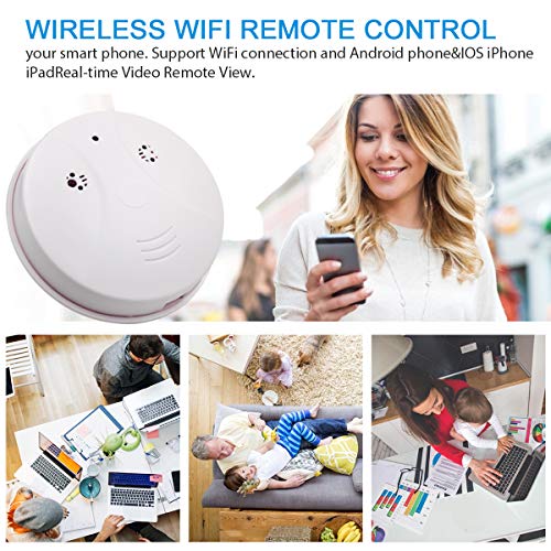 Spy Camera Wireless Hidden ZXWDDP HD 1080P Nanny Cam Baby Pet Monitor WiFi Smoke Detector Camera Motion Detection/Indoor Security Monitoring Camera Support iOS/Android