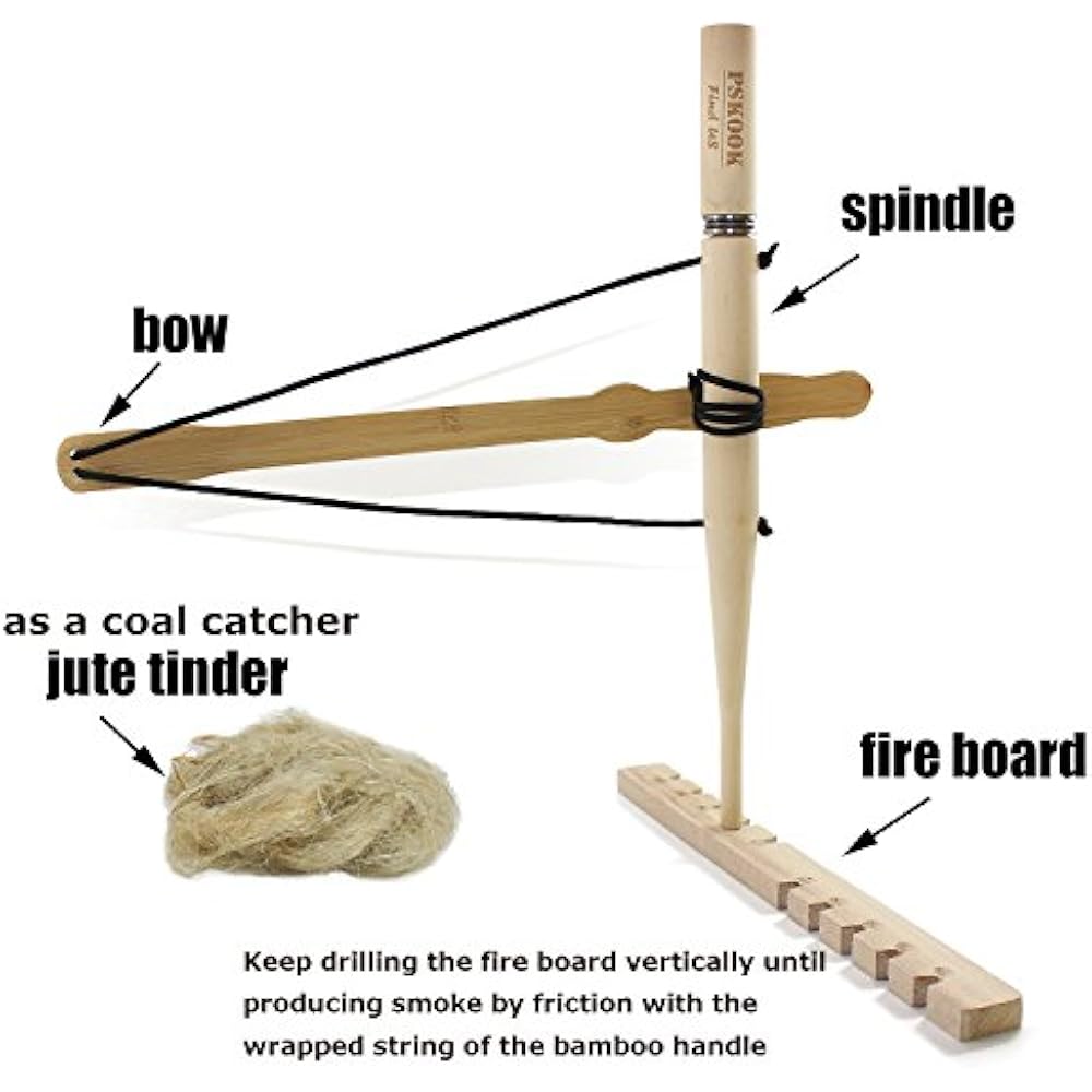 Bow Emergency Fire Starters Drill Kit Primitive Wood Survival Practice Friction 755082651076 eBay